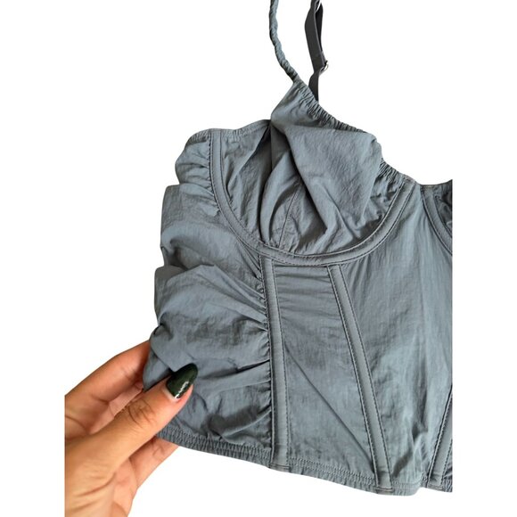 GILLY HICKS Gray Nylon Corset Style Crop Tank Top Size Medium - Picture 6 of 8